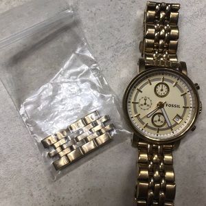 Gold fossil watch